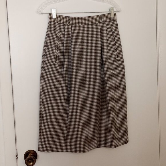 Liz Claiborne Grey & White Check Tweed Wool Vintage Career Skirt - Picture 1 of 9